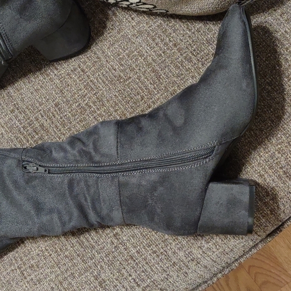 Over the Knee Faux Suede Lace Up the Back Boots - Picture 3 of 7